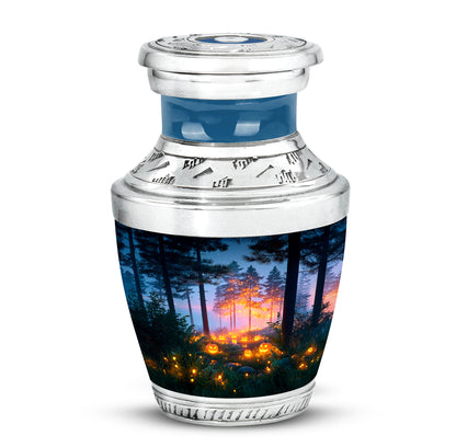 Stunning Blue Halloween Blessing Urn for Human Ashes - 10-inch, 200 cu in - Yatskia