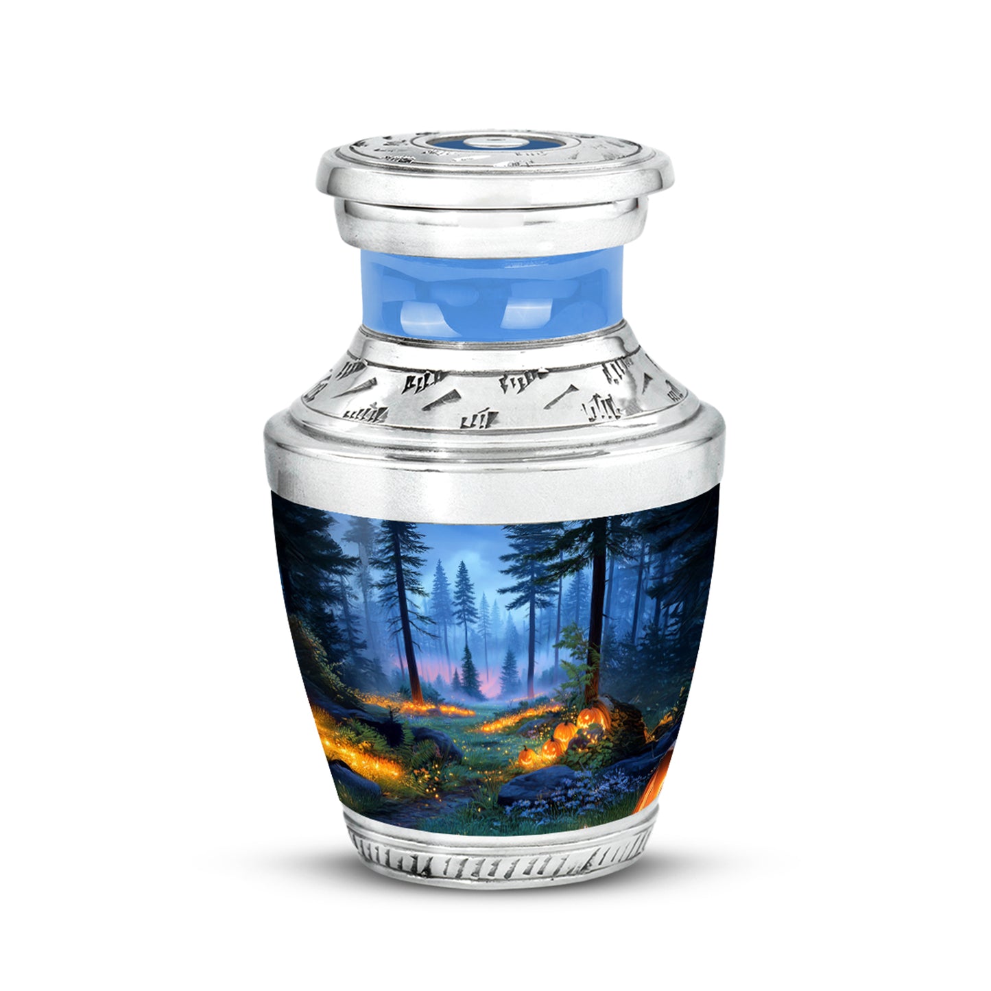 Blue Comforting Halloween Memorial Urn for Ashes - 10-inch, 200 cu in - Yatskia
