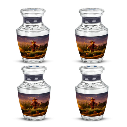 Majestic Purple Halloween Cremation Urn back view with polished surface - contemporary halloween design with modern artistic flair - 10 inch aluminum urn for cremated remains