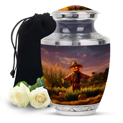 Lavender Purple Halloween Cremation Urn side profile showing urn shape - artistic halloween interpretation with creative detail - full-size 10 inch 200 cubic inch adult cremation urn