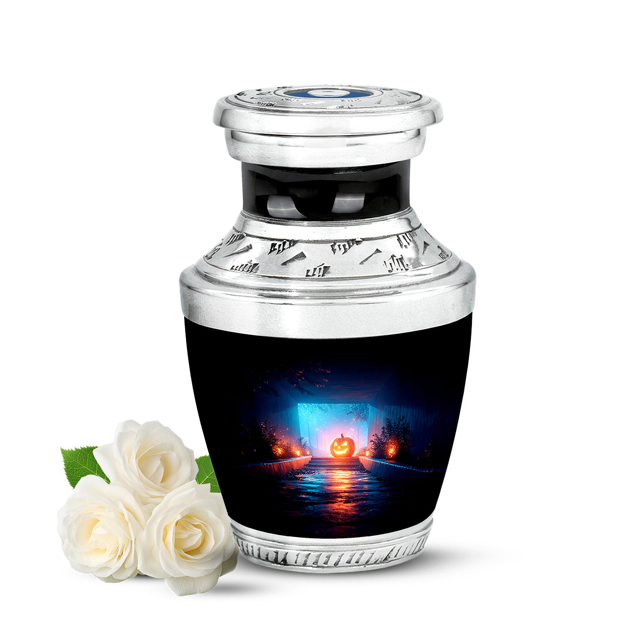Black Halloween Heritage Cremation Urns for Human Ashes - 10-inch, 200 cu in - Yatskia
