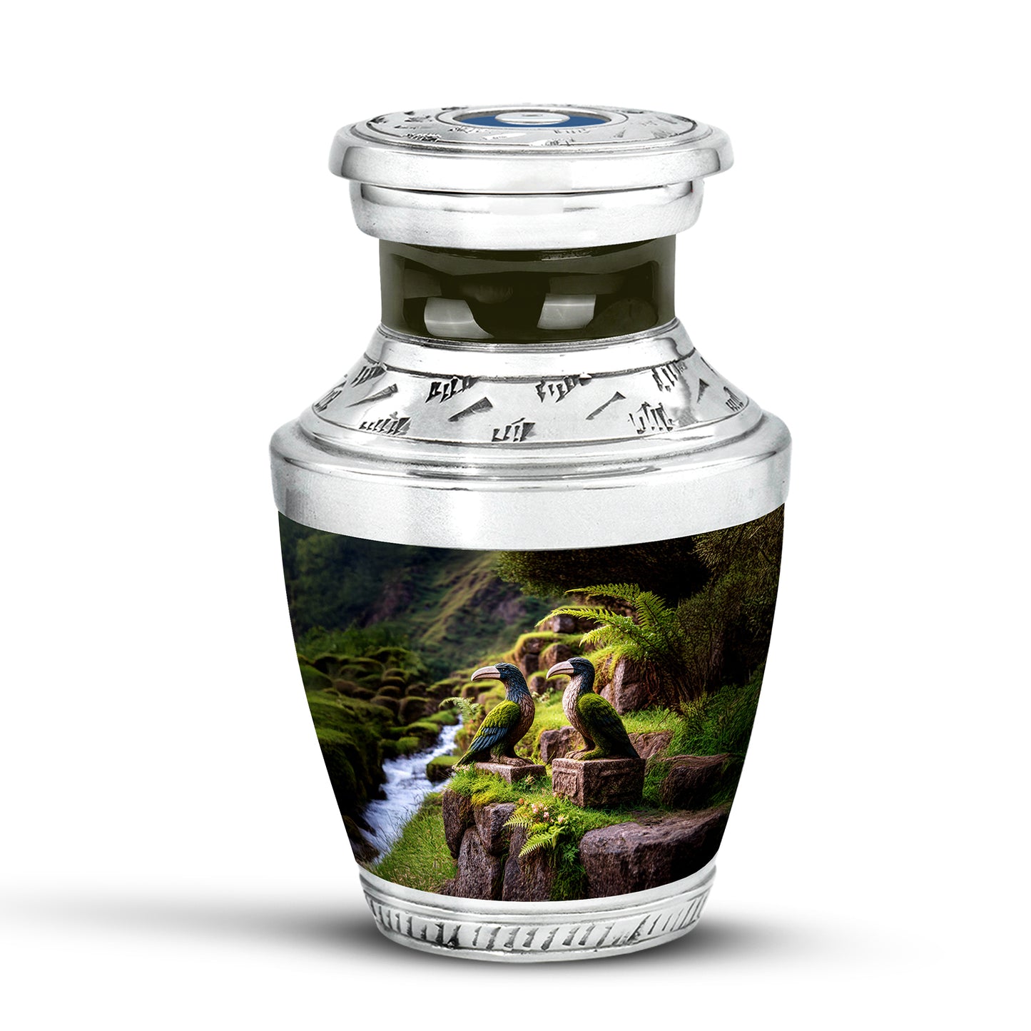 Gold Serene Hornbill Memorial Urn for Ashes - 10-inch, 200 cu in - Yatskia