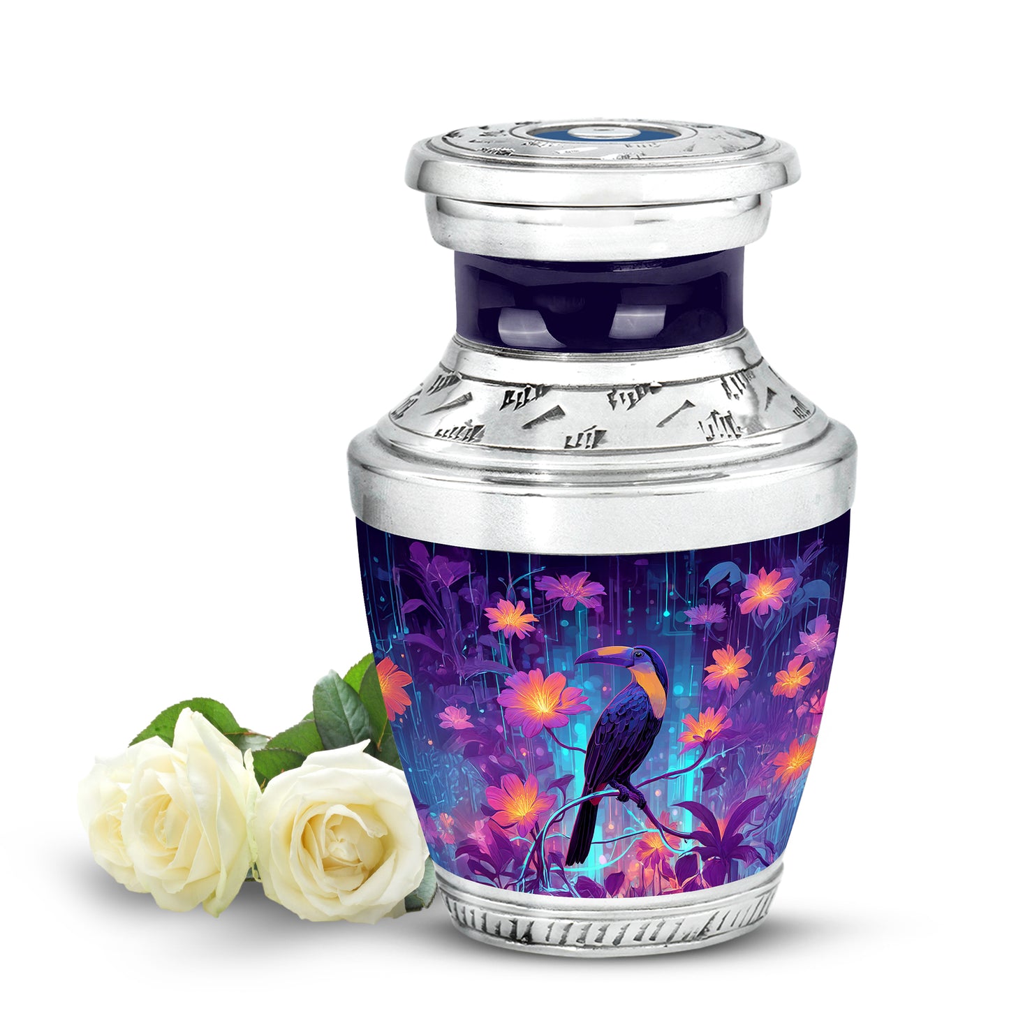 Blue Exquisite Hornbill Memorial Urn for Ashes - 10-inch, 200 cu in - Yatskia