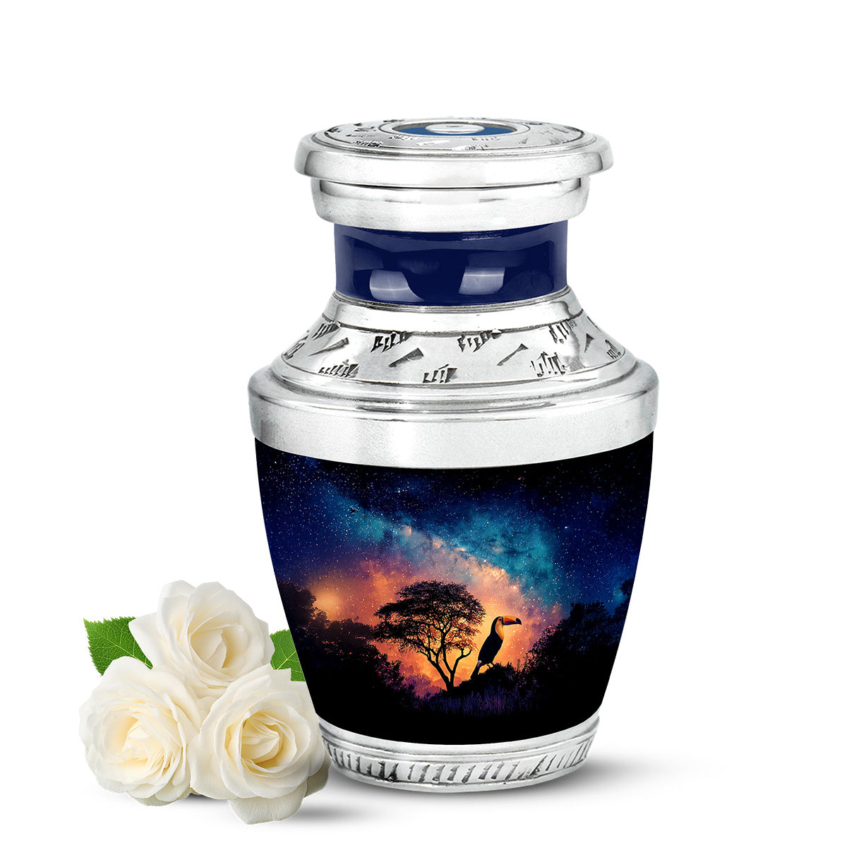 Personalized Hornbill Cremation Urns - Wondrous Blue 10-inch, 200 cu in - Yatskia