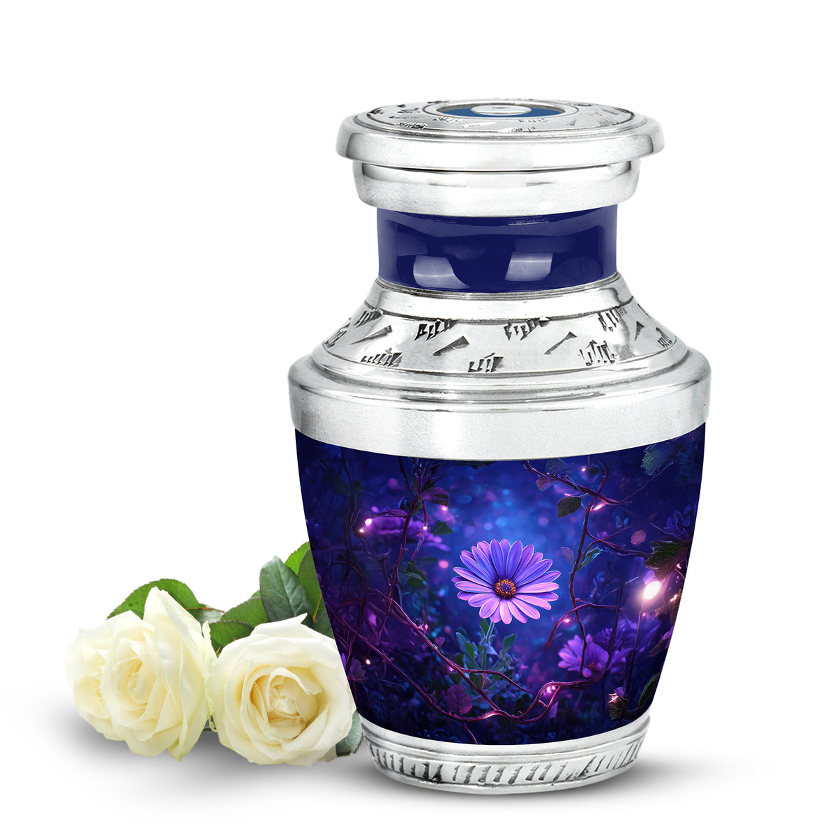 Personalized Seraphic Daisy Cremation Urns - Blue - Yatskia