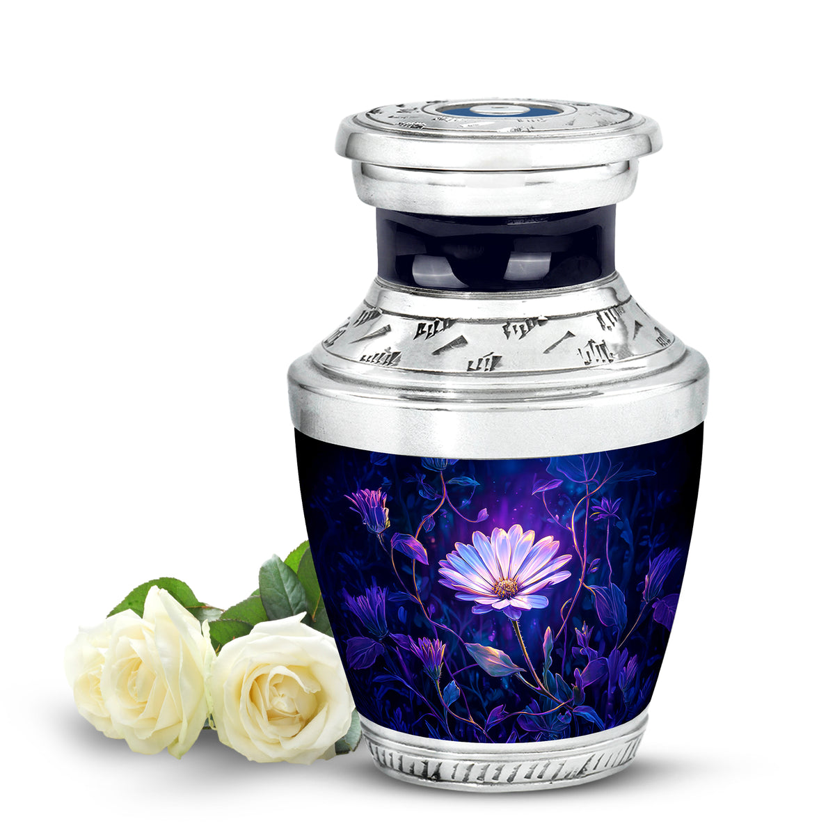 Blue Stately Daisy Cremation Urns for Human Ashes - Yatskia