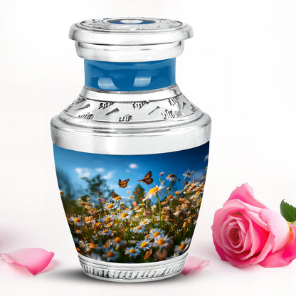Remarkable Daisy Memorial Cremation Urns - Blue 10-inch, 200 cu in - Yatskia