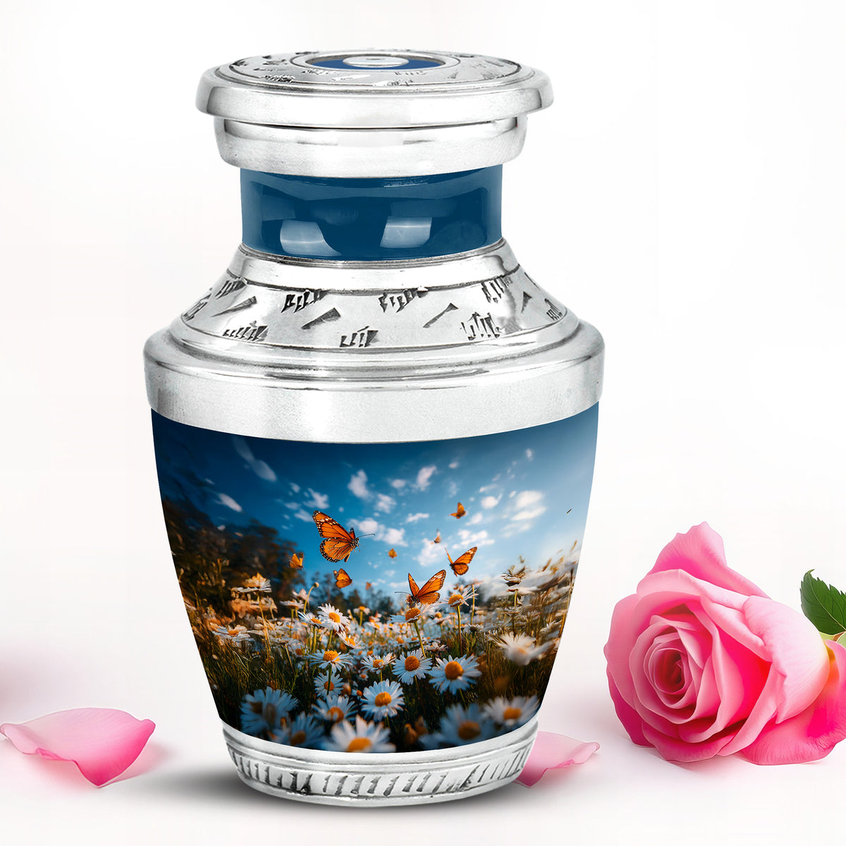 Blue Venerable Daisy Cremation Urns for Human Ashes - Yatskia