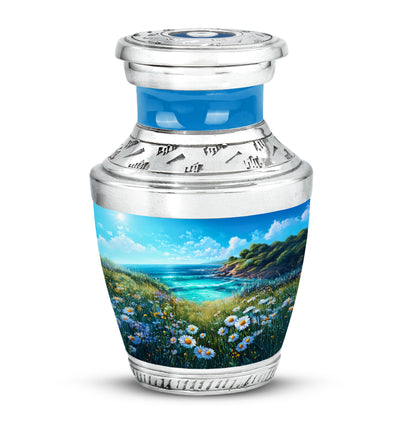 Blue Daisy Cremation Urns - Honored Farewell 10-inch, 200 cu in - Yatskia