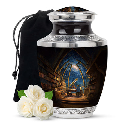 Icy Blue Angel Cremation Urn detail view angle 21 - contemporary angel design with modern artistic flair - full-size 10 inch 200 cubic inch adult cremation urn