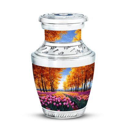 Gold Comforting Garden Tulip Memorial Urn for Ashes - 10-inch, 200 cu in - Yatskia