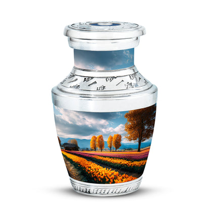 Blue Serene Garden Tulip Memorial Urn for Ashes - 10-inch, 200 cu in - Yatskia