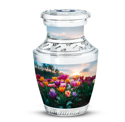 Dignified Blue Garden Tulip Cremation Urn for Ashes - 10-inch, 200 cu in - Yatskia
