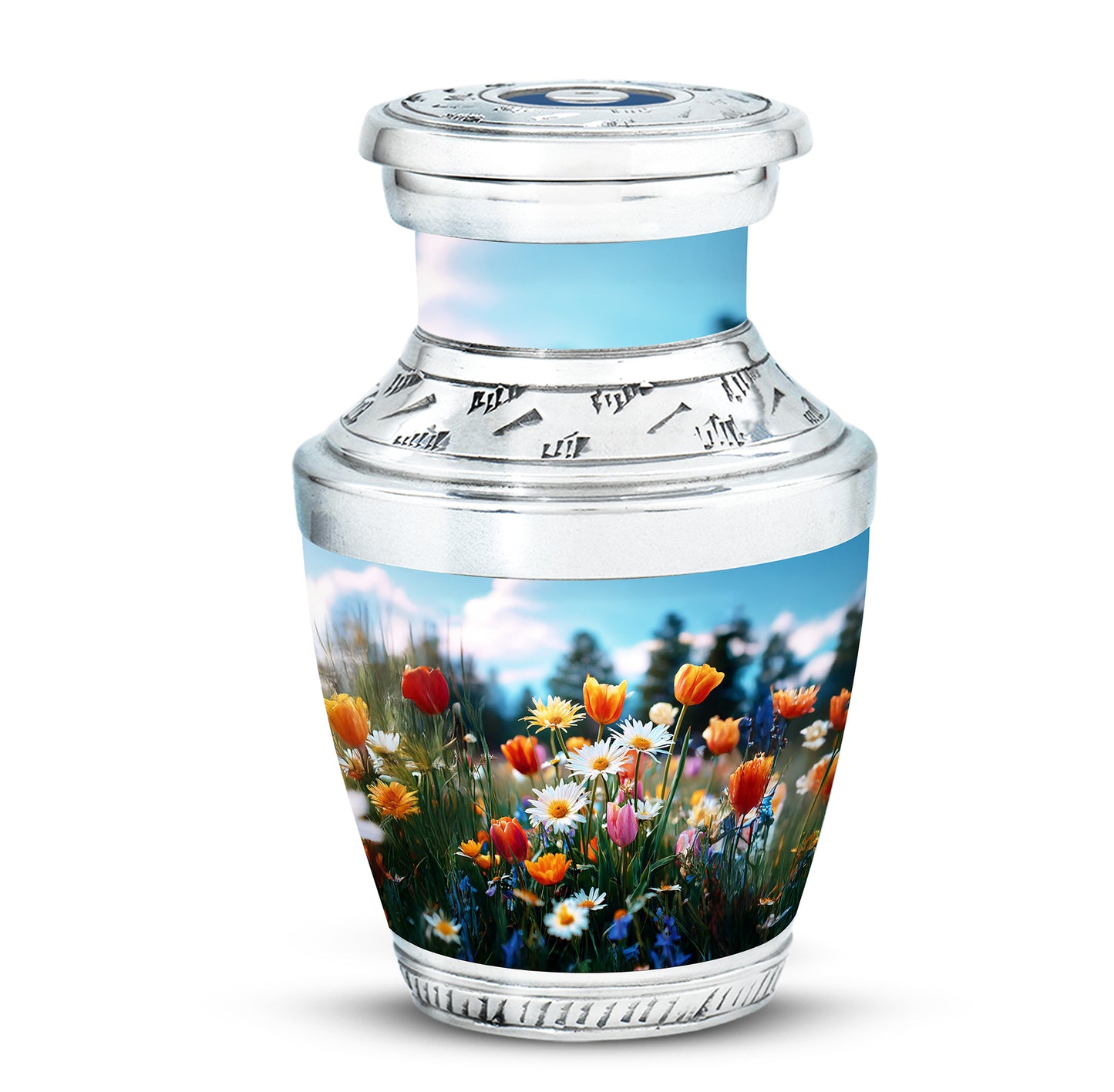Resplendent Blue Garden Tulip Cremation Urn for Ashes - 10-inch, 200 cu in - Yatskia