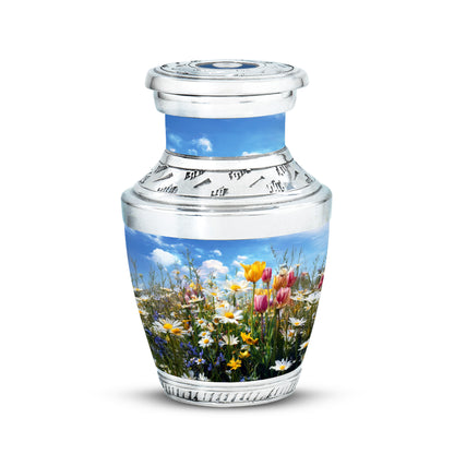 Radiant Garden Tulip Memorial Cremation Urns - Blue 10-inch, 200 cu in - Yatskia