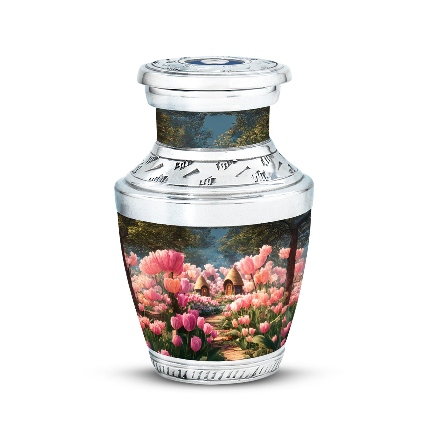 Black Resounding Garden Tulip Memorial Urn for Ashes - 10-inch, 200 cu in - Yatskia