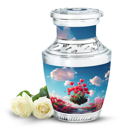 Dignified Blue Garden Tulip Cremation Urn for Ashes - 10-inch, 200 cu in - Yatskia