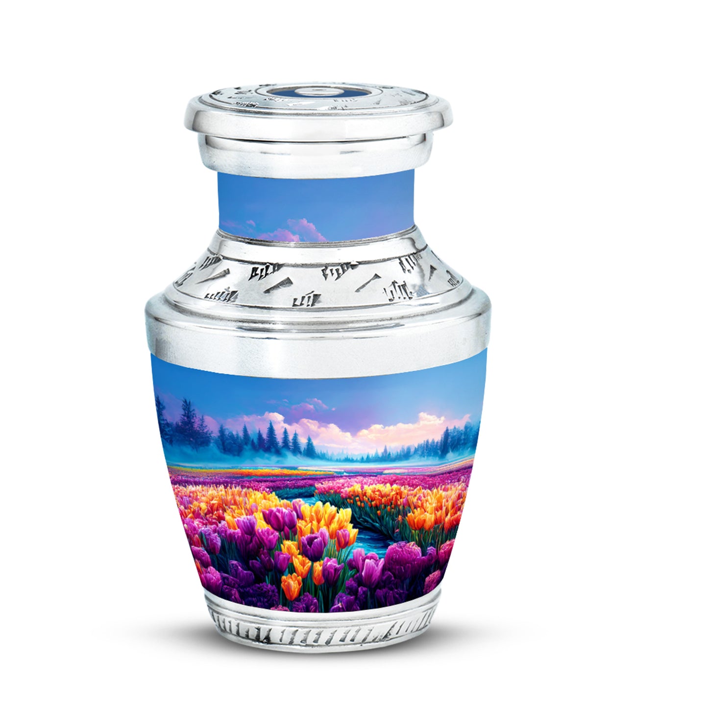 Personalized Blue Garden Tulip Cremation Urns for Ashes - Captivating 10-inch - Yatskia