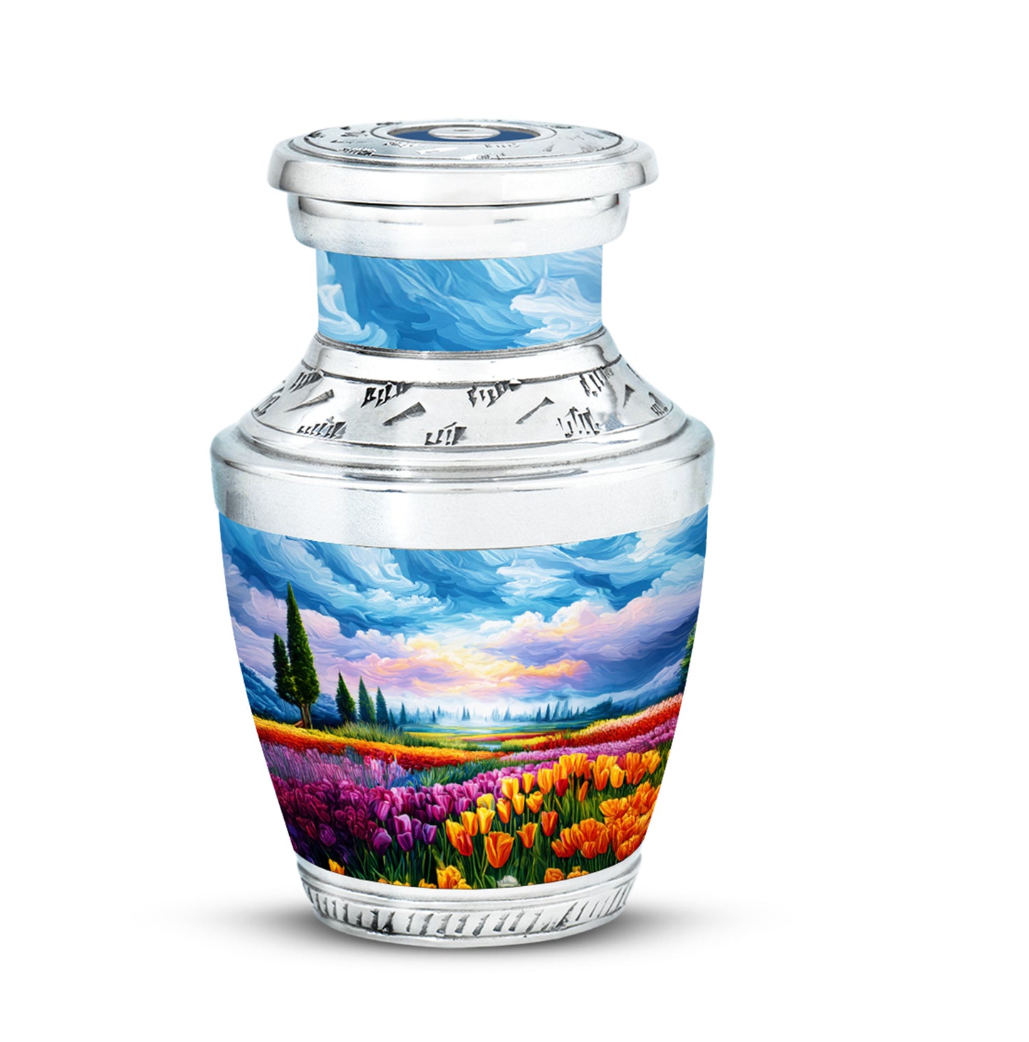 Personalized Elegant Garden Tulip Cremation Urns - Blue 10-inch, 200 cu in - Yatskia
