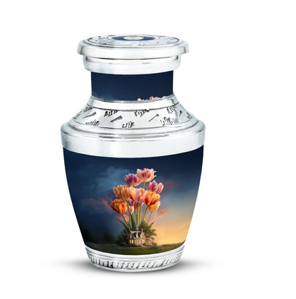 Timeless Blue Garden Tulip Cremation Urn for Ashes - 10-inch, 200 cu in - Yatskia