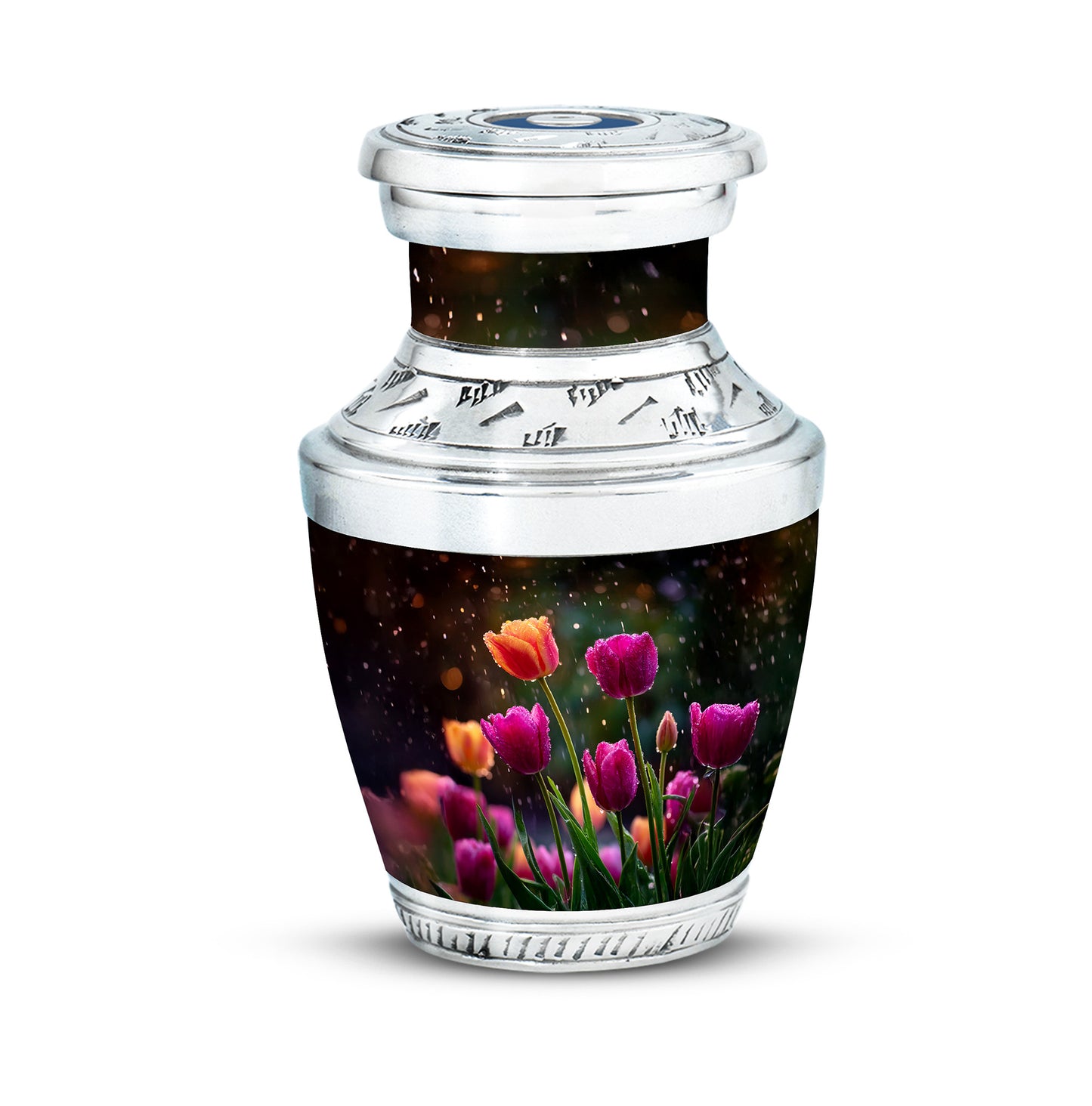 Black Treasured Garden Tulip Cremation Urns for Human Ashes - 10-inch, 200 cu in - Yatskia