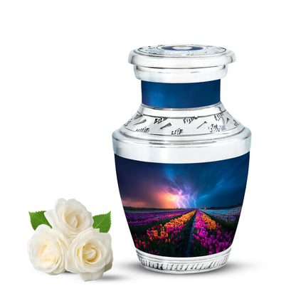 Lustrous Garden Tulip Cremation Urns for Human Ashes - Blue 10-inch - Yatskia