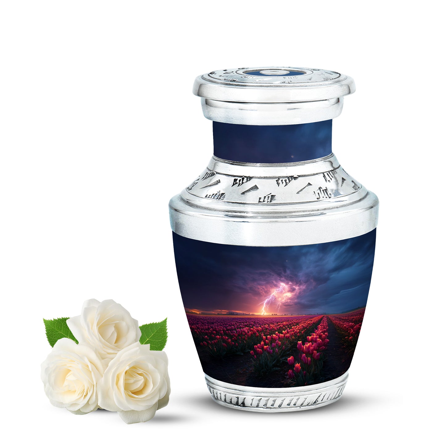 Blue Beloved Garden Tulip Cremation Urns for Human Ashes - 10-inch, 200 cu in - Yatskia