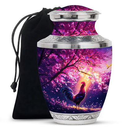 Rose Pink Hen Cremation Urn side profile showing urn shape - contemporary hen design with modern artistic flair - full-size 10 inch 200 cubic inch adult cremation urn
