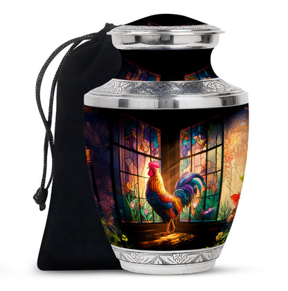 Glossy Black Hen Cremation Urn side profile showing urn shape - contemporary hen design with modern artistic flair - full-size 10 inch 200 cubic inch adult cremation urn