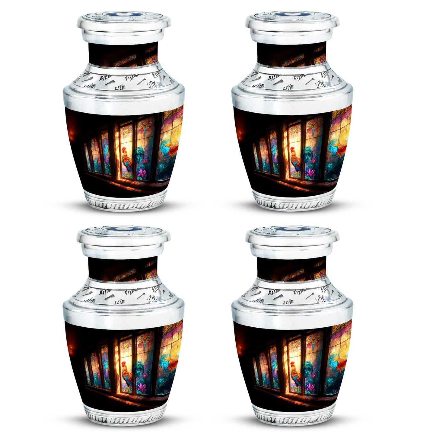 Deep Black Hen Cremation Urn back view with polished surface - contemporary hen design with modern artistic flair - 10 inch aluminum urn for cremated remains
