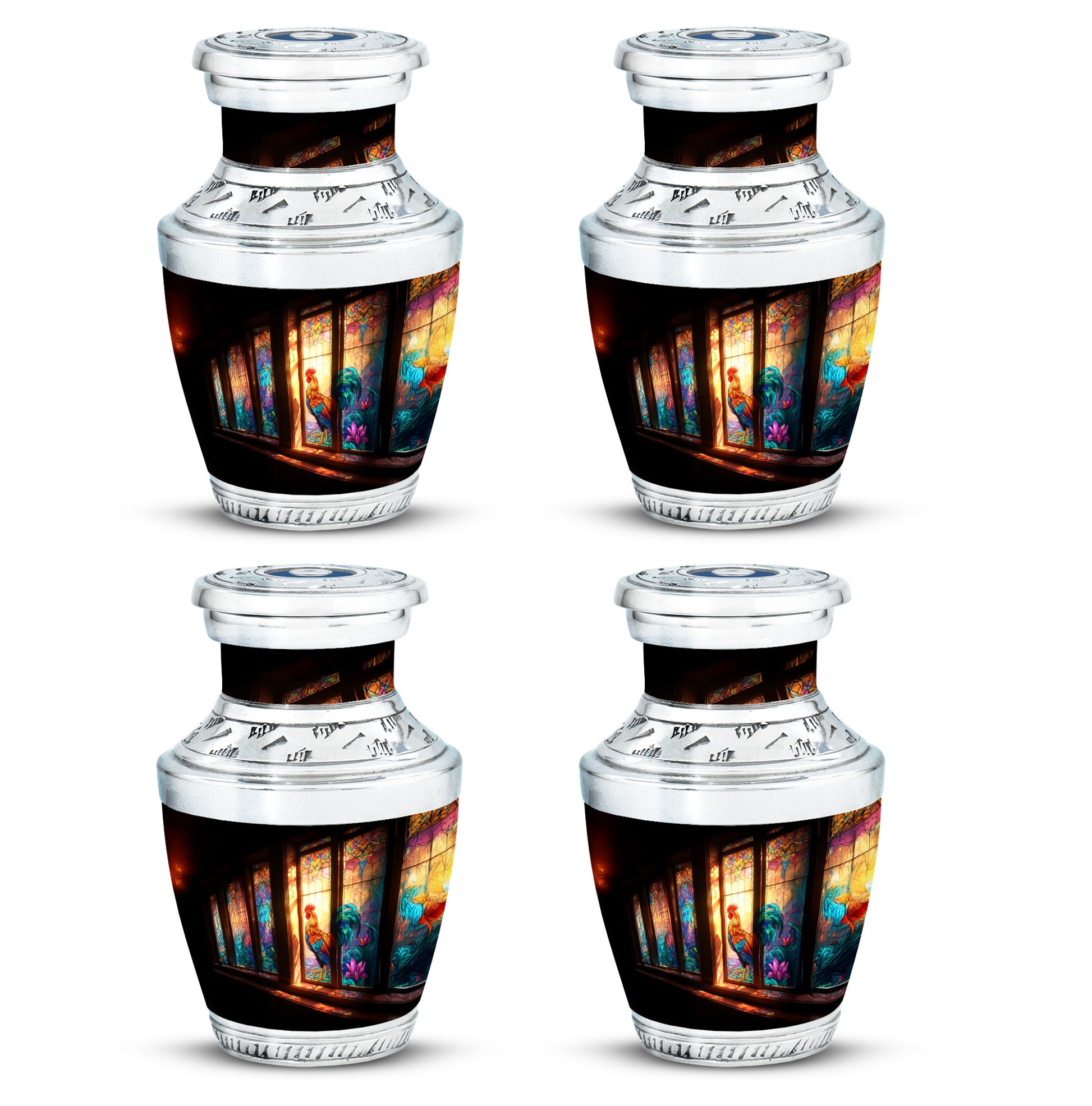 Deep Black Hen Cremation Urn back view with polished surface - contemporary hen design with modern artistic flair - 10 inch aluminum urn for cremated remains