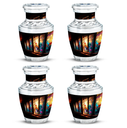 Deep Black Hen Cremation Urn back view with polished surface - contemporary hen design with modern artistic flair - 10 inch aluminum urn for cremated remains