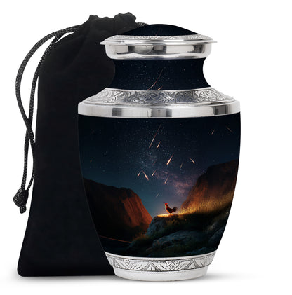 Soft Blue Hen Cremation Urn side profile showing urn shape - artistic hen interpretation with creative detail - full-size 10 inch 200 cubic inch adult cremation urn