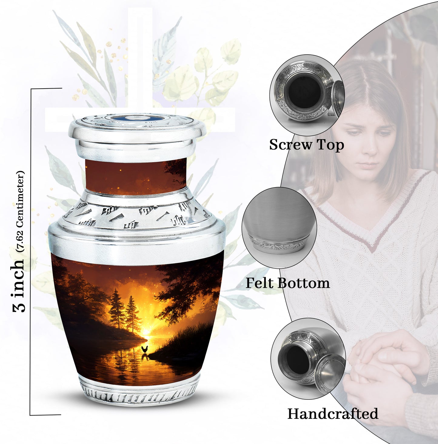 Burgundy Red Hen Cremation Urn top-down view of secure threaded lid - contemporary hen design with modern artistic flair - mini keepsake memorial for portion of cremation ashes