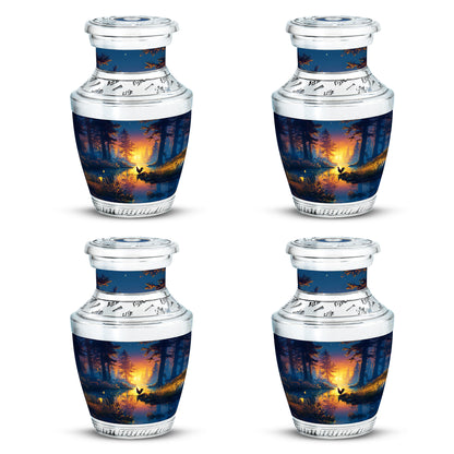 Azure Hen Cremation Urn back view with polished surface - contemporary hen design with modern artistic flair - 10 inch aluminum urn for cremated remains