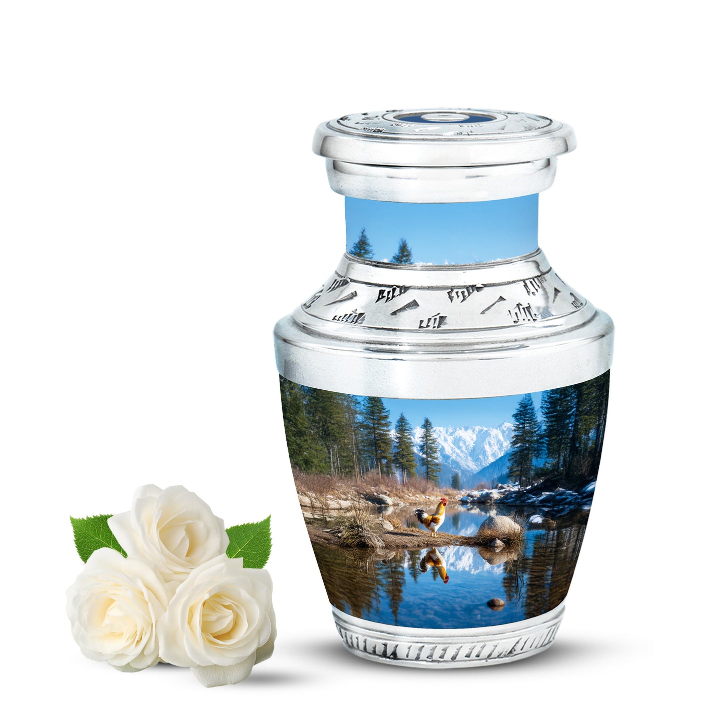 Personalized Blue Revered Hen Cremation Urns for Human Ashes - 10-inch, 200 cu in - Yatskia