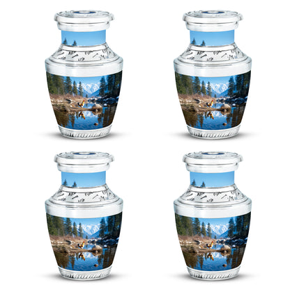 Steel Blue Hen Cremation Urn back view with polished surface - artistic hen interpretation with creative detail - 10 inch aluminum urn for cremated remains
