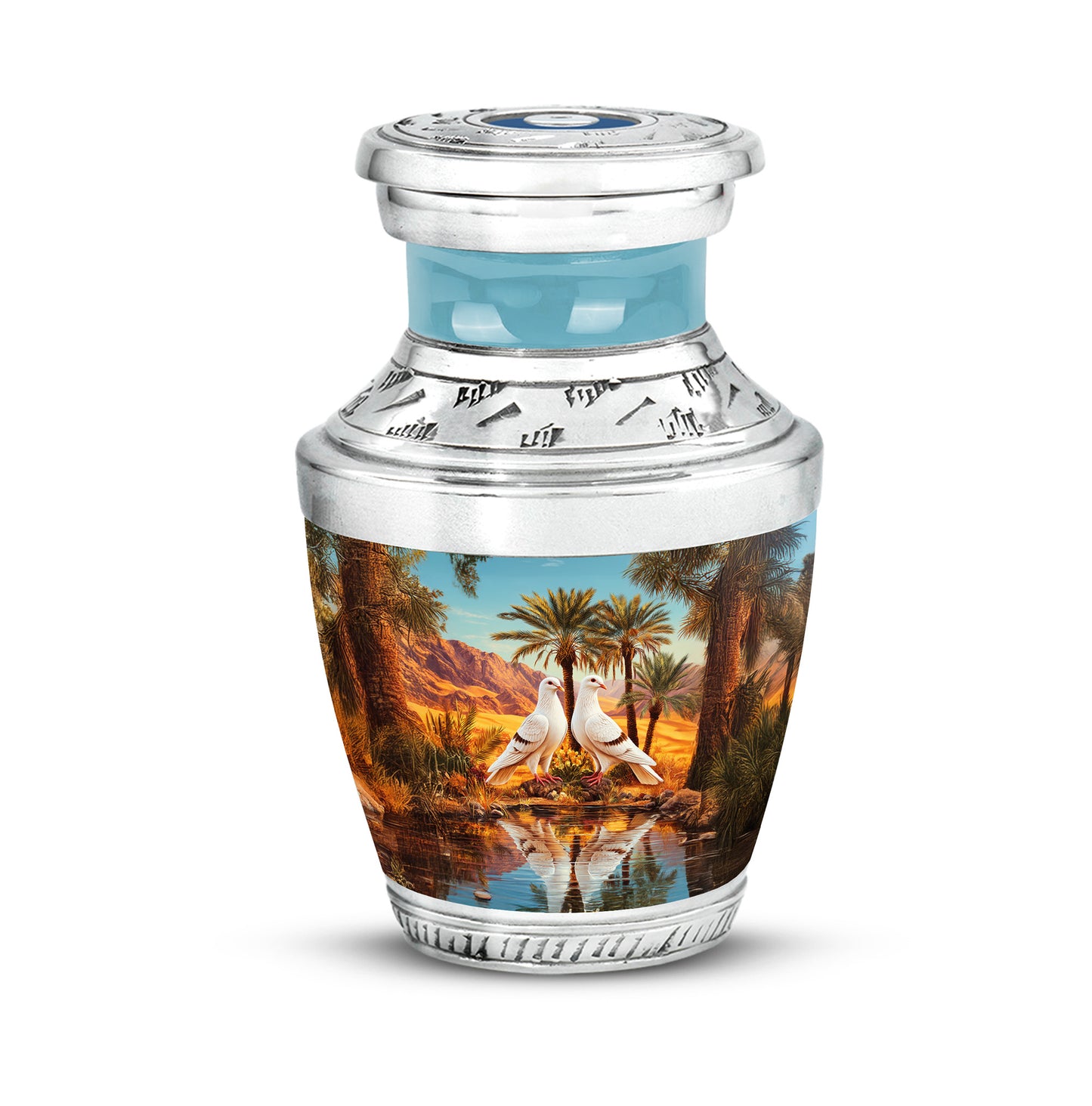 Teal Stately Dove Cremation Urns for Human Ashes - 10-inch, 200 cu in - Yatskia
