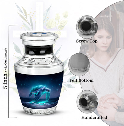 Slate Blue Dove Cremation Urn top-down view of secure threaded lid - contemporary dove design with modern artistic flair - mini keepsake memorial for portion of cremation ashes