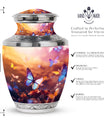 Butterflies Vibrant Urn for Funeral - Urns For Adult Female Ashes