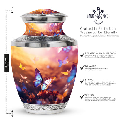 Personalized Butterfly Cremation Urn for Adult Female - 10-inch, 200 cu in - Yatskia