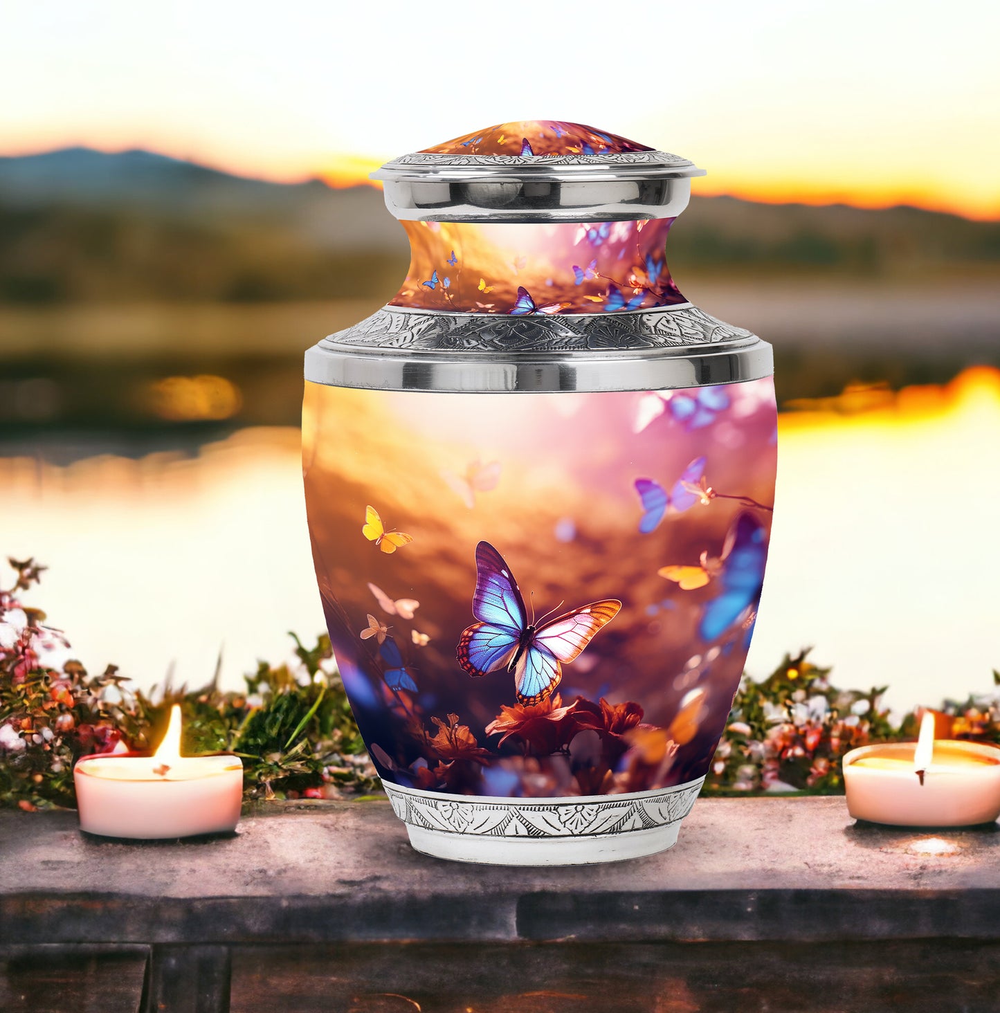 Personalized Butterfly Cremation Urn for Adult Female - 10-inch, 200 cu in - Yatskia