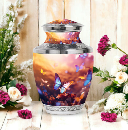Personalized Butterfly Cremation Urn for Adult Female - 10-inch, 200 cu in - Yatskia