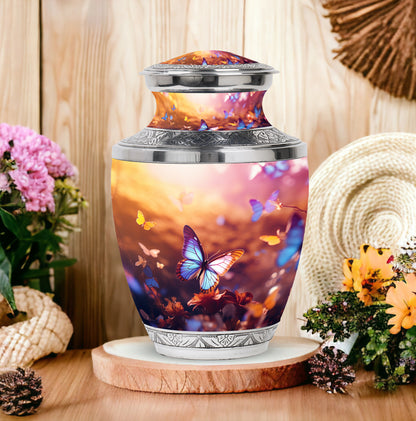 Personalized Butterfly Cremation Urn for Adult Female - 10-inch, 200 cu in - Yatskia