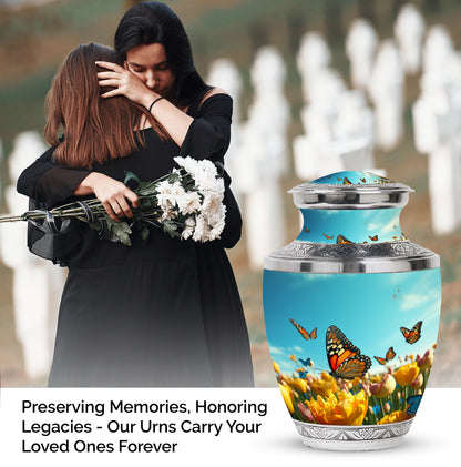 Purple Personalized Butterfly Cremation Urn for Women - 10-inch, 200 cu in - Yatskia