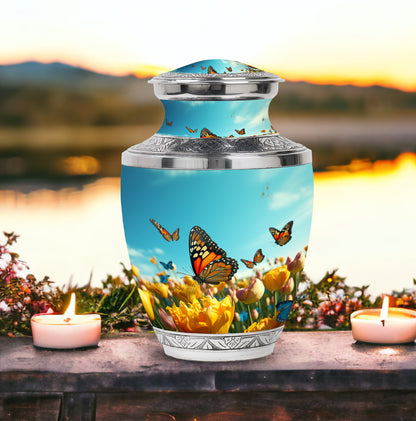 Purple Personalized Butterfly Cremation Urn for Women - 10-inch, 200 cu in - Yatskia