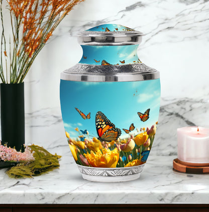 Purple Personalized Butterfly Cremation Urn for Women - 10-inch, 200 cu in - Yatskia