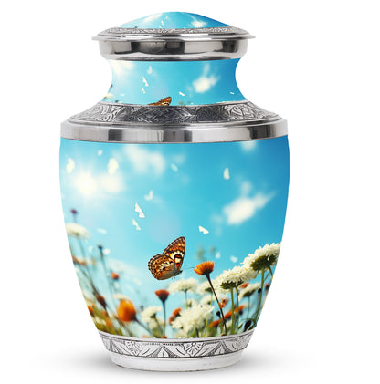 Colorful Personalized Butterfly Memorial Urn for Women - 10-inch, 200 cu in - Yatskia
