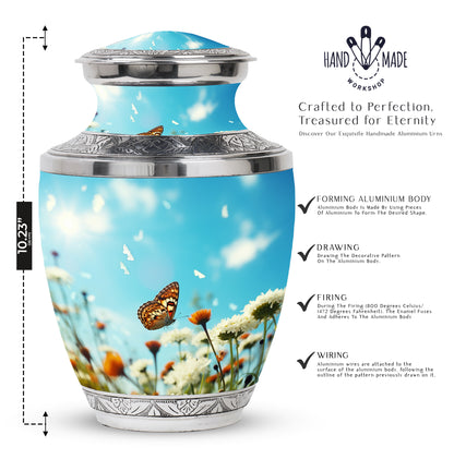 Colorful Personalized Butterfly Memorial Urn for Women - 10-inch, 200 cu in - Yatskia