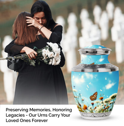 Colorful Personalized Butterfly Memorial Urn for Women - 10-inch, 200 cu in - Yatskia